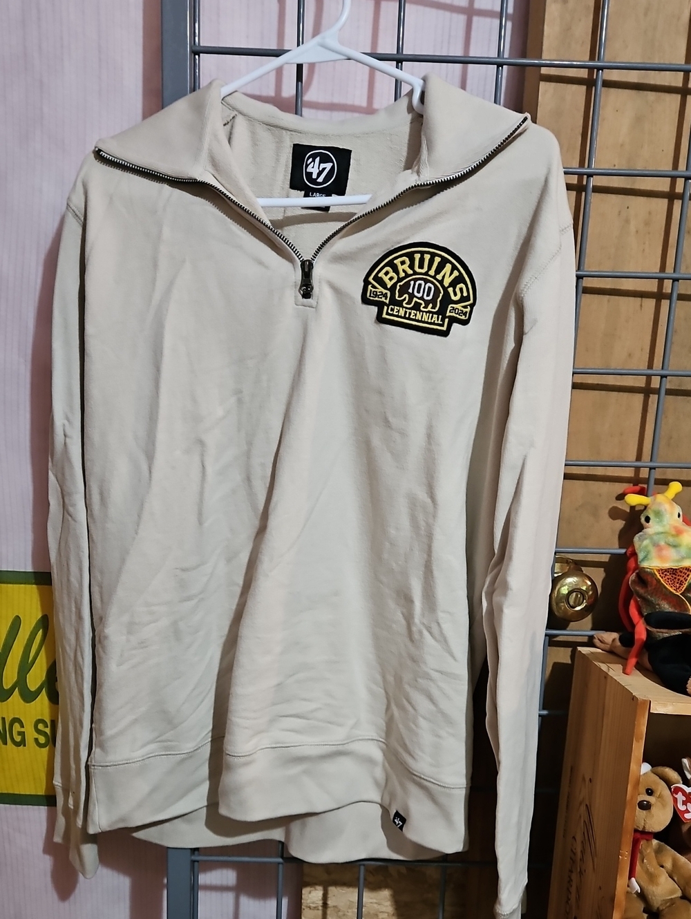 47 Brand Cream Bruins Centennial Quarter-Zip Pullover